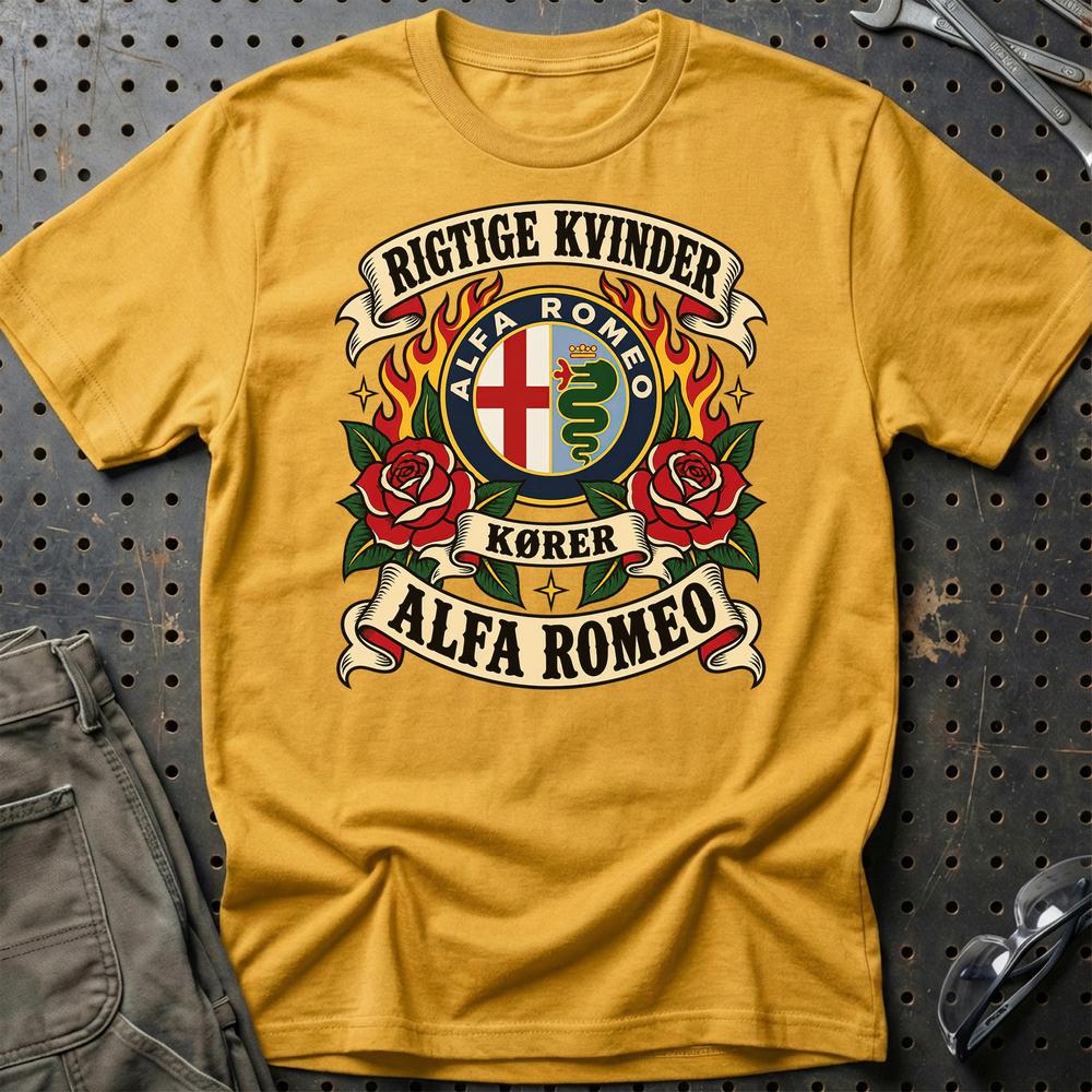 
Produktbillede af Alfa Romeo Rigtige Kvinder Kører – Roser og Flammer T-Shirt