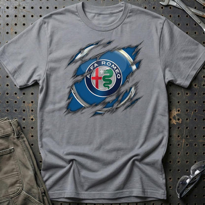 Alfa Romeo Ripped Unisex T-Shirt , Bomuld-Beklædning-Alfa Romeo-Grå Sport-S-Garage Culture Shop- garage - man cave - merchandise