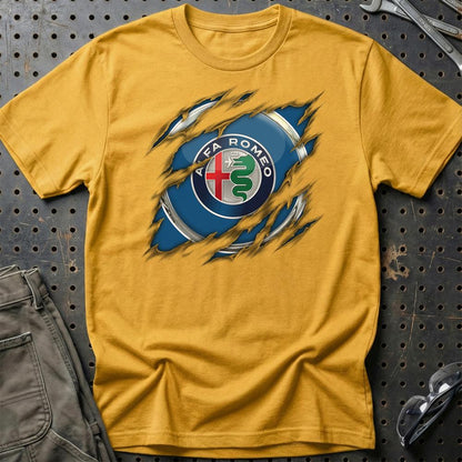 Alfa Romeo Ripped Unisex T-Shirt , Bomuld-Beklædning-Alfa Romeo-Guld-S-Garage Culture Shop- garage - man cave - merchandise