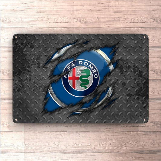 Alfa Romeo Ripped Vintage Skilte, Musemåtte, Dørmåtte-Skilte-Alfa Romeo-Garage Culture Shop- garage - man cave - merchandise