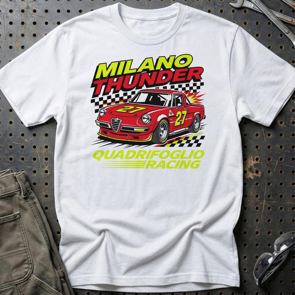 Alfa Romeo Spider Milano Thunder Quadrifoglio Racing - Unisex T-Shirt-Beklædning-Alfa Romeo-Hvid-S-Garage Culture Shop- garage - man cave - merchandise