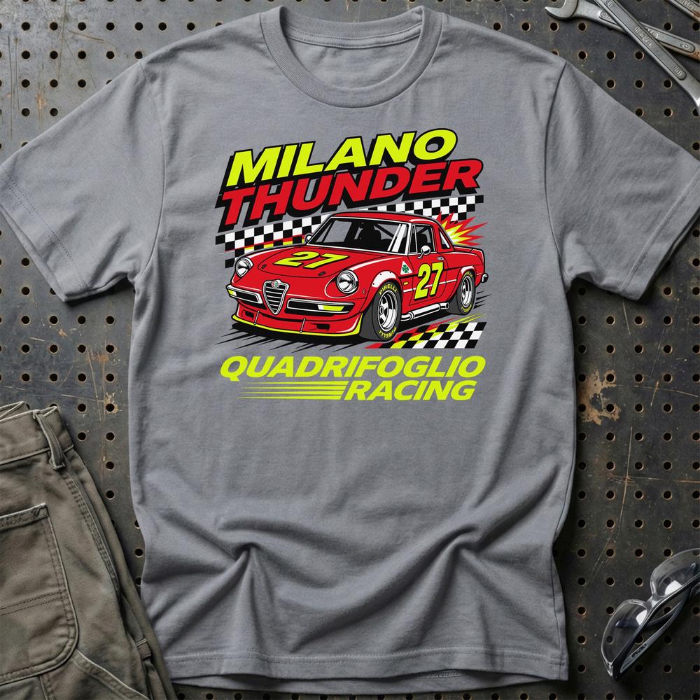 Alfa Romeo Spider Milano Thunder Quadrifoglio Racing - Unisex T-Shirt-Beklædning-Alfa Romeo-Grå Sport-S-Garage Culture Shop- garage - man cave - merchandise