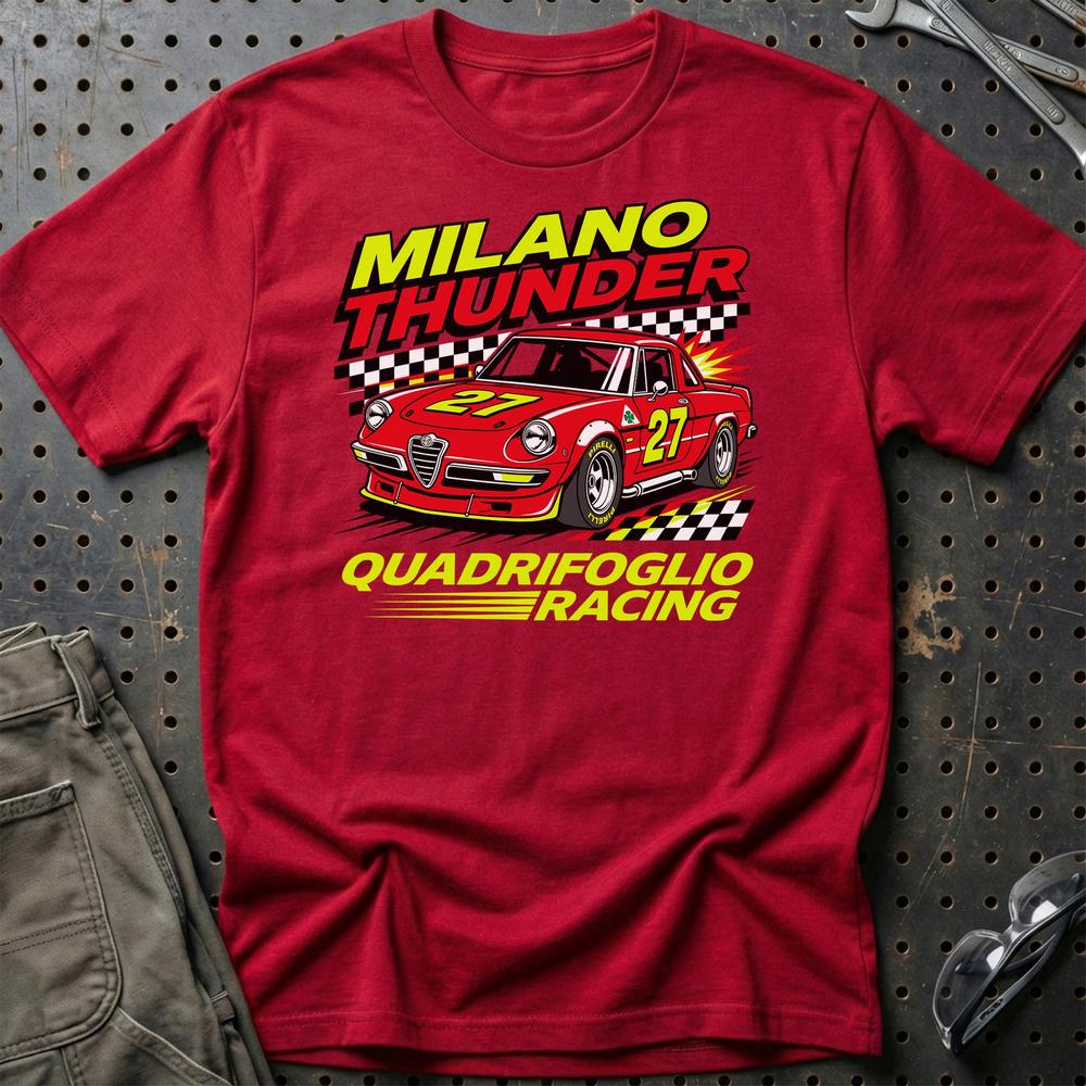 Alfa Romeo Spider Milano Thunder Quadrifoglio Racing - Unisex T-Shirt-Beklædning-Alfa Romeo-Rød-S-Garage Culture Shop- garage - man cave - merchandise