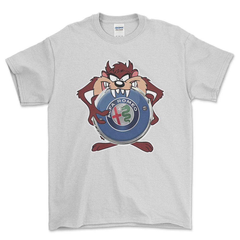 Alfa Romeo TAZ Unisex T-Shirt , Bomuld-Beklædning-Alfa Romeo-Hvid-S-Forside-Garage Culture Shop- garage - man cave - merchandise