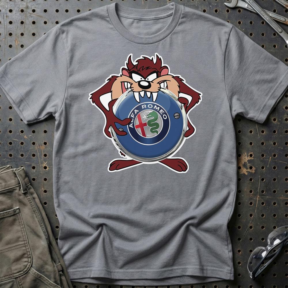 Alfa Romeo TAZ Unisex T-Shirt , Bomuld-Beklædning-Alfa Romeo-Grå Sport-S-Garage Culture Shop- garage - man cave - merchandise