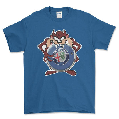 Alfa Romeo TAZ Unisex T-Shirt , Bomuld-Beklædning-Alfa Romeo-Blå Royal-S-Forside-Garage Culture Shop- garage - man cave - merchandise