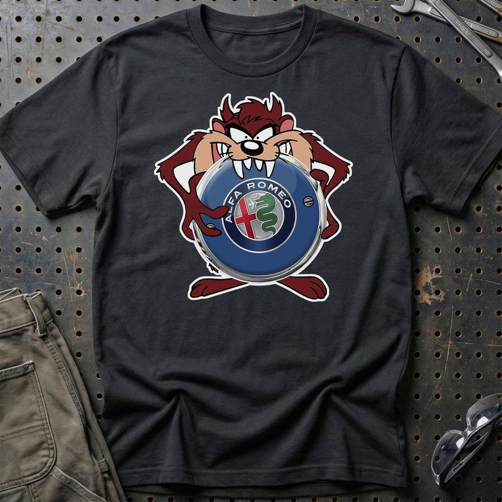 Alfa Romeo TAZ Unisex T-Shirt , Bomuld-Beklædning-Alfa Romeo-Sort-S-Garage Culture Shop- garage - man cave - merchandise