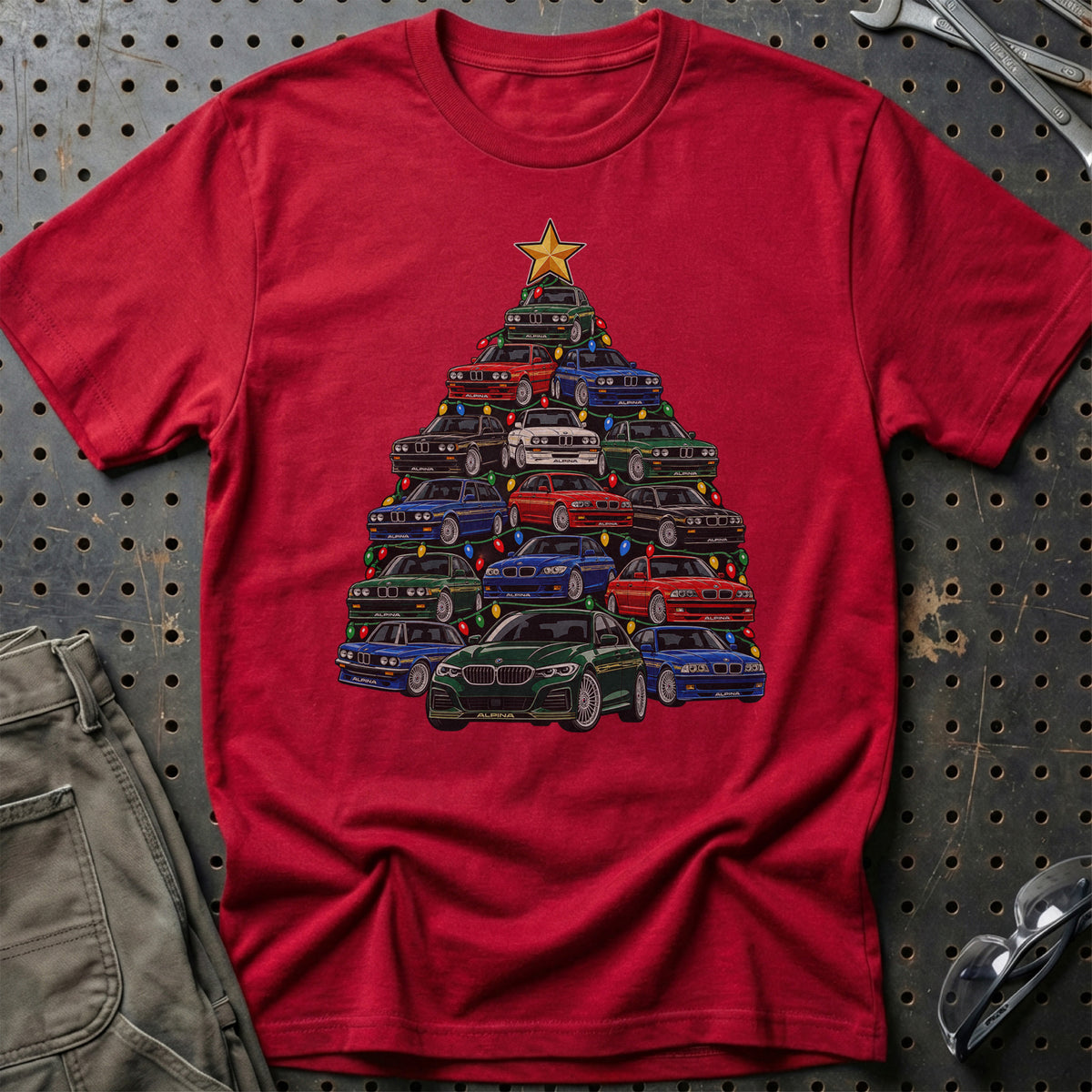 Alpina Juletræ T-Shirt-Beklædning-Alpina-Rød-S-Garage Culture Shop- garage - man cave - merchandise