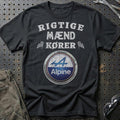 Alpine Rigtige Mænd Kører T-Shirt-Beklædning-Alpine-Sort-S-Garage Culture Shop- garage - man cave - merchandise