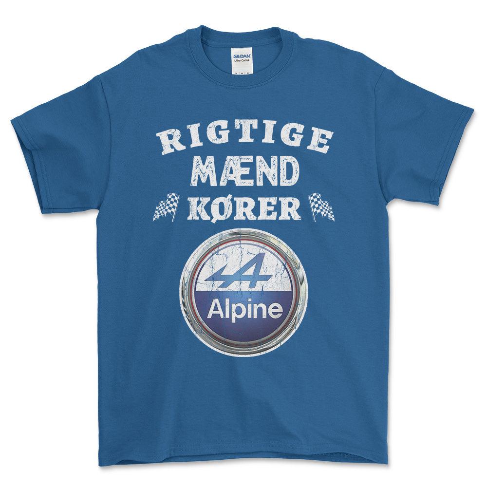 Alpine Rigtige Mænd Kører Unisex T-Shirt , Bomuld-Beklædning-Alpine-Blå Royal-S-Forside-Garage Culture Shop- garage - man cave - merchandise