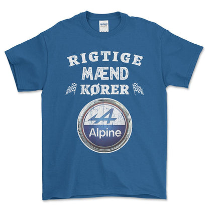Alpine Rigtige Mænd Kører Unisex T-Shirt , Bomuld-Beklædning-Alpine-Blå Royal-S-Forside-Garage Culture Shop- garage - man cave - merchandise