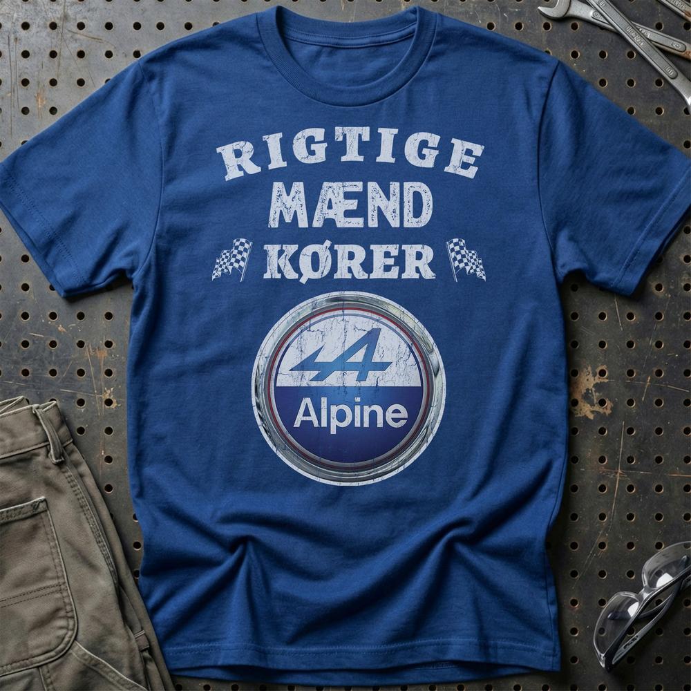 Alpine Rigtige Mænd Kører Unisex T-Shirt , Bomuld-Beklædning-Alpine-Blå Royal-S-Garage Culture Shop- garage - man cave - merchandise