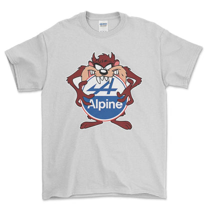 Alpine TAZ Unisex T-Shirt , Bomuld-Beklædning-Alpine-Hvid-S-Forside-Garage Culture Shop- garage - man cave - merchandise