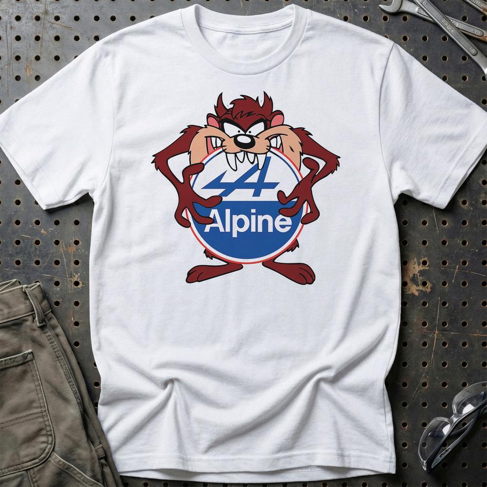 Alpine TAZ Unisex T-Shirt , Bomuld-Beklædning-Alpine-Hvid-S-Garage Culture Shop- garage - man cave - merchandise