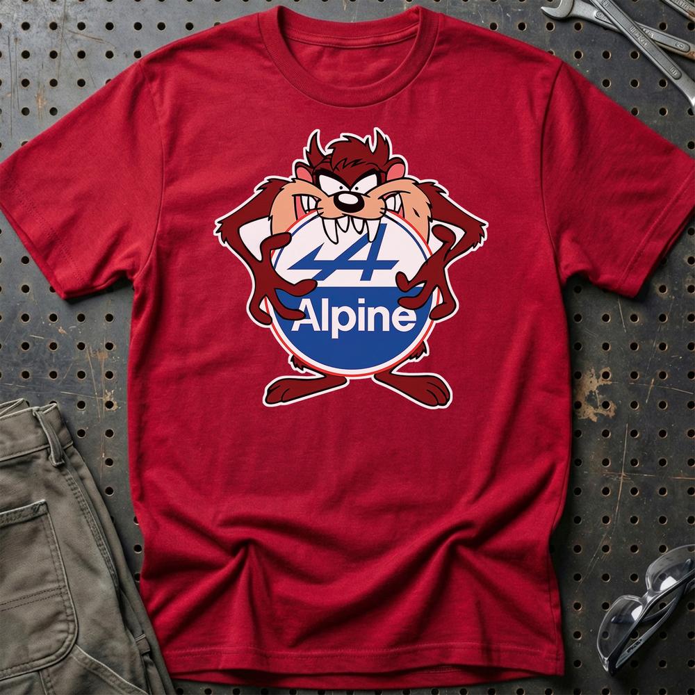 Alpine TAZ Unisex T-Shirt , Bomuld-Beklædning-Alpine-Rød-S-Garage Culture Shop- garage - man cave - merchandise
