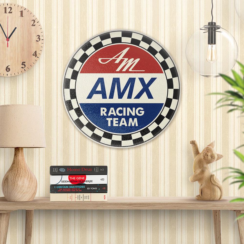 Amc Amx Racing Team Runde Skilte , Musemåtte Rundt , Kop Underlag, Underlagssæt-Runde Skilte-AMC-Garage Culture Shop- garage - man cave - merchandise