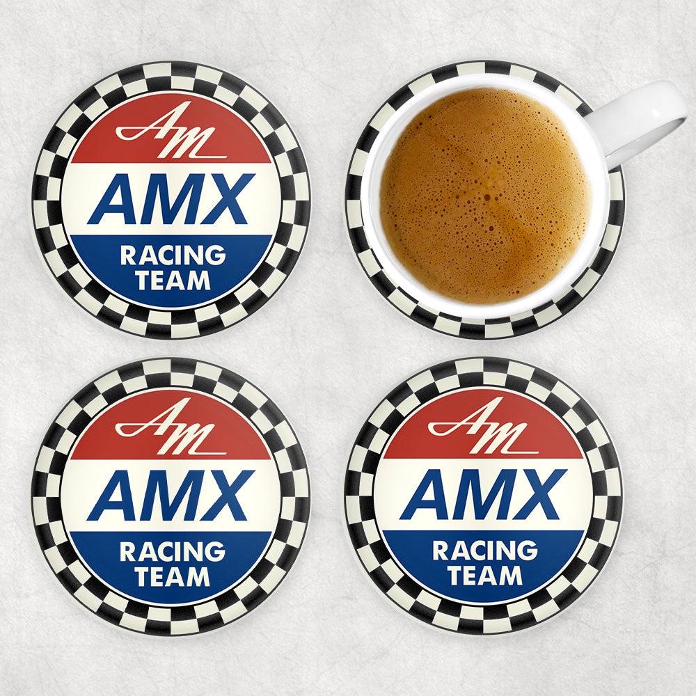 Amc Amx Racing Team Runde Skilte , Musemåtte Rundt , Kop Underlag, Underlagssæt-Runde Skilte-AMC-Garage Culture Shop- garage - man cave - merchandise