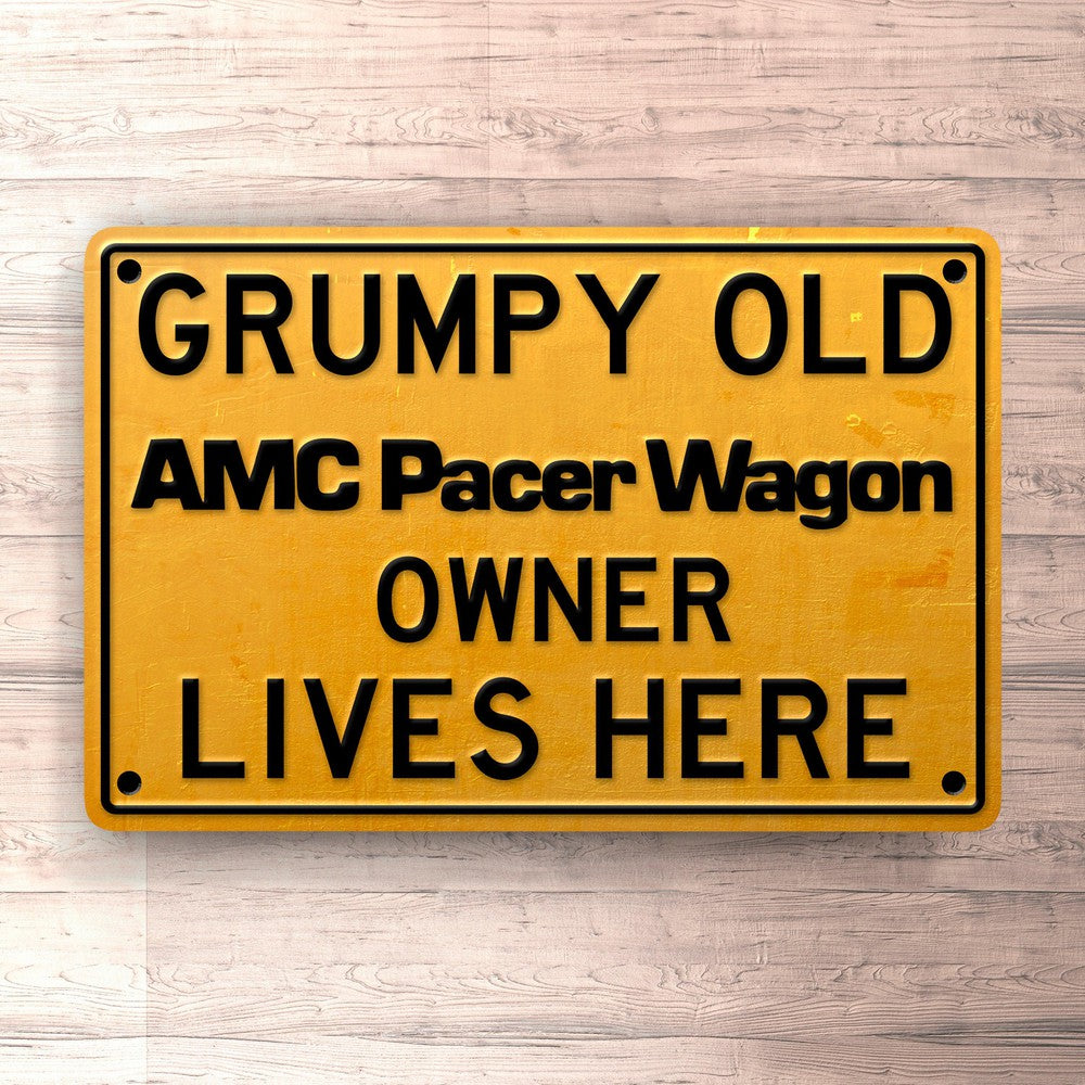 Amc Pacer Wagon Grumpy Old Amc Pacer Wagon Owner Lives Here Skilte, Musemåtte, Dørmåtte-Skilte-AMC-Garage Culture Shop- garage - man cave - merchandise