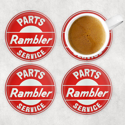 Amc Rambler Authorized Car Service, Runde Skilte , Musemåtte Rundt , Kop Underlag, Underlagssæt-Runde Skilte-AMC-Garage Culture Shop- garage - man cave - merchandise