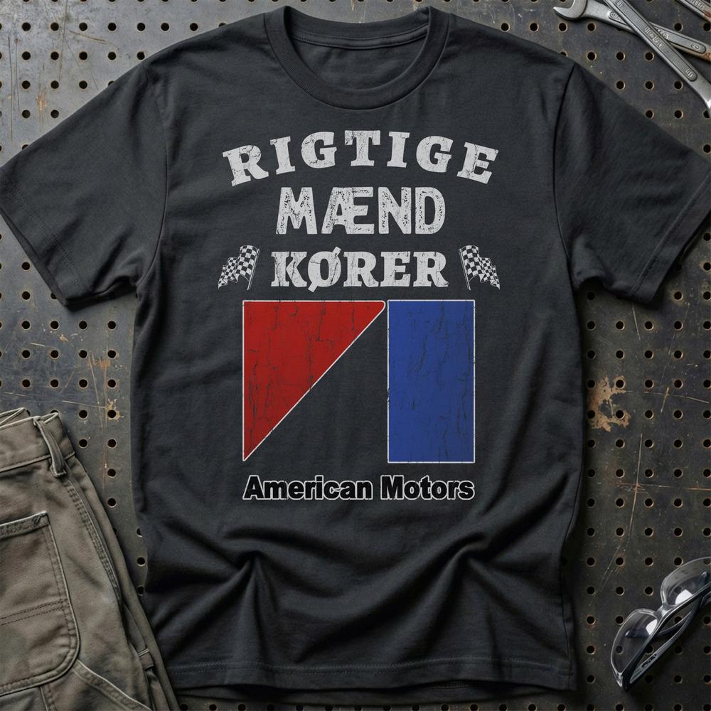 American Motors Rigtige Mænd Kører T-Shirt-Beklædning-AMC-Sort-S-Garage Culture Shop- garage - man cave - merchandise