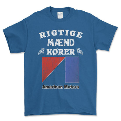 American Motors Rigtige Mænd Kører Unisex T-Shirt , Bomuld-Beklædning-AMC-Blå Royal-S-Forside-Garage Culture Shop- garage - man cave - merchandise