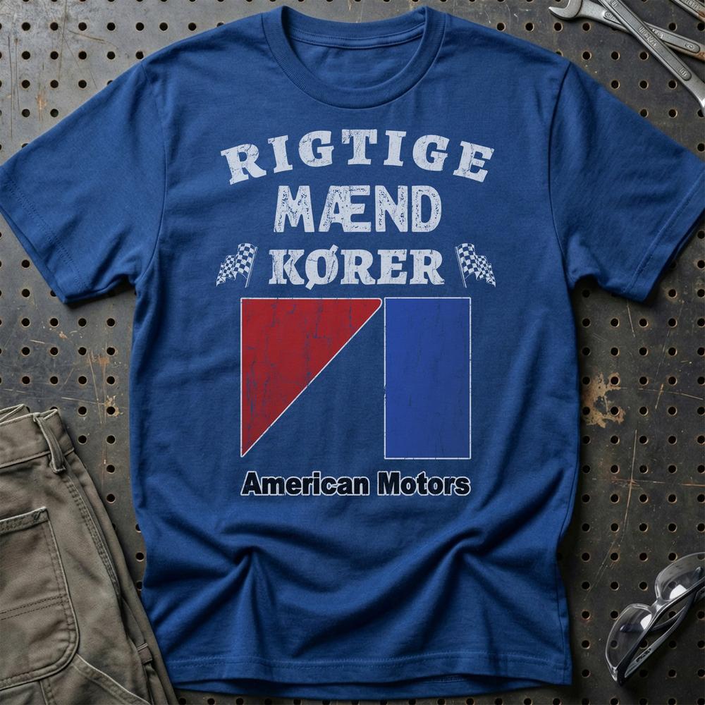 American Motors Rigtige Mænd Kører Unisex T-Shirt , Bomuld-Beklædning-AMC-Blå Royal-S-Garage Culture Shop- garage - man cave - merchandise
