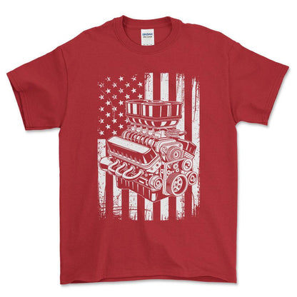 American V8 T-Shirt , Bomuld-Beklædning-Garage Culture-Rød-S-Forside-Garage Culture Shop- garage - man cave - merchandise
