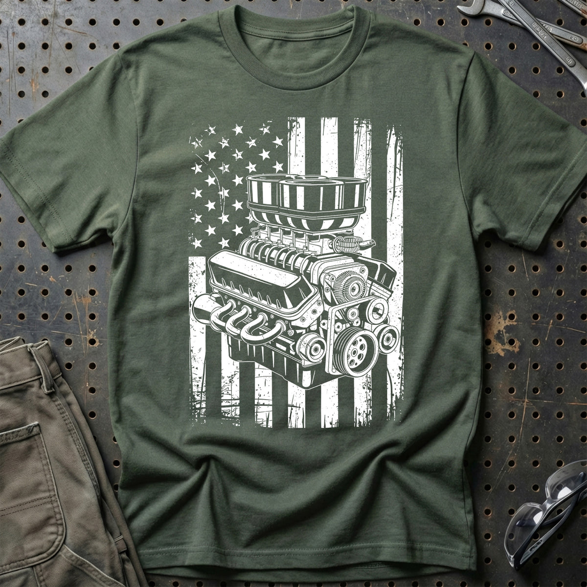 
American V8 T-Shirt – Grøn Militær