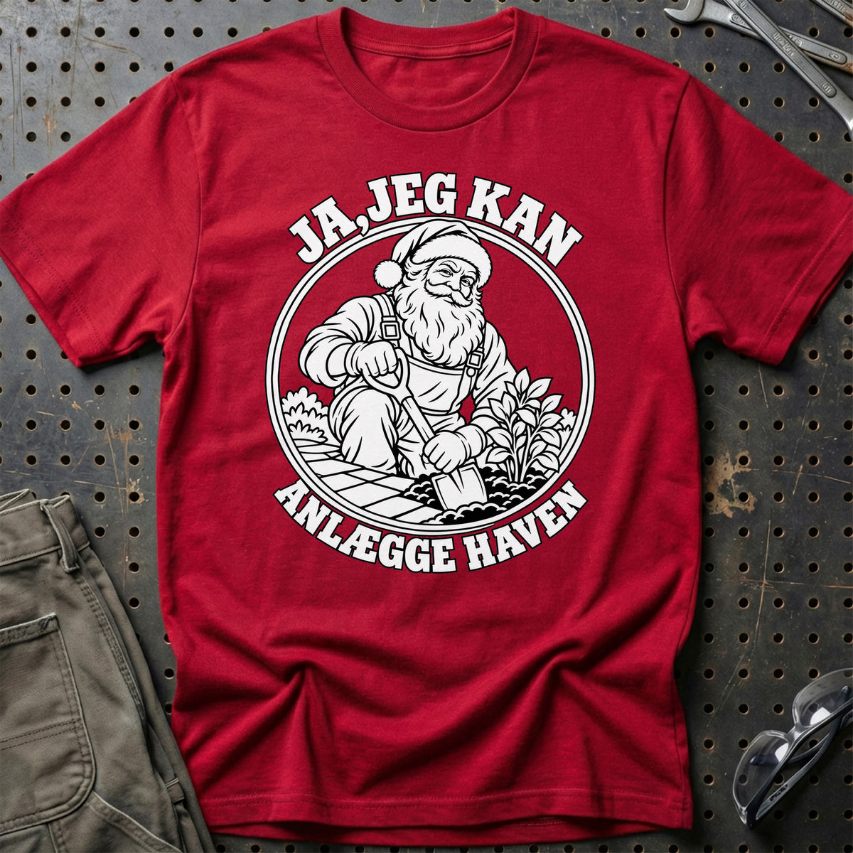 
Anlægsgartner – Santa Kan Det – Jul T-Shirt – Rød