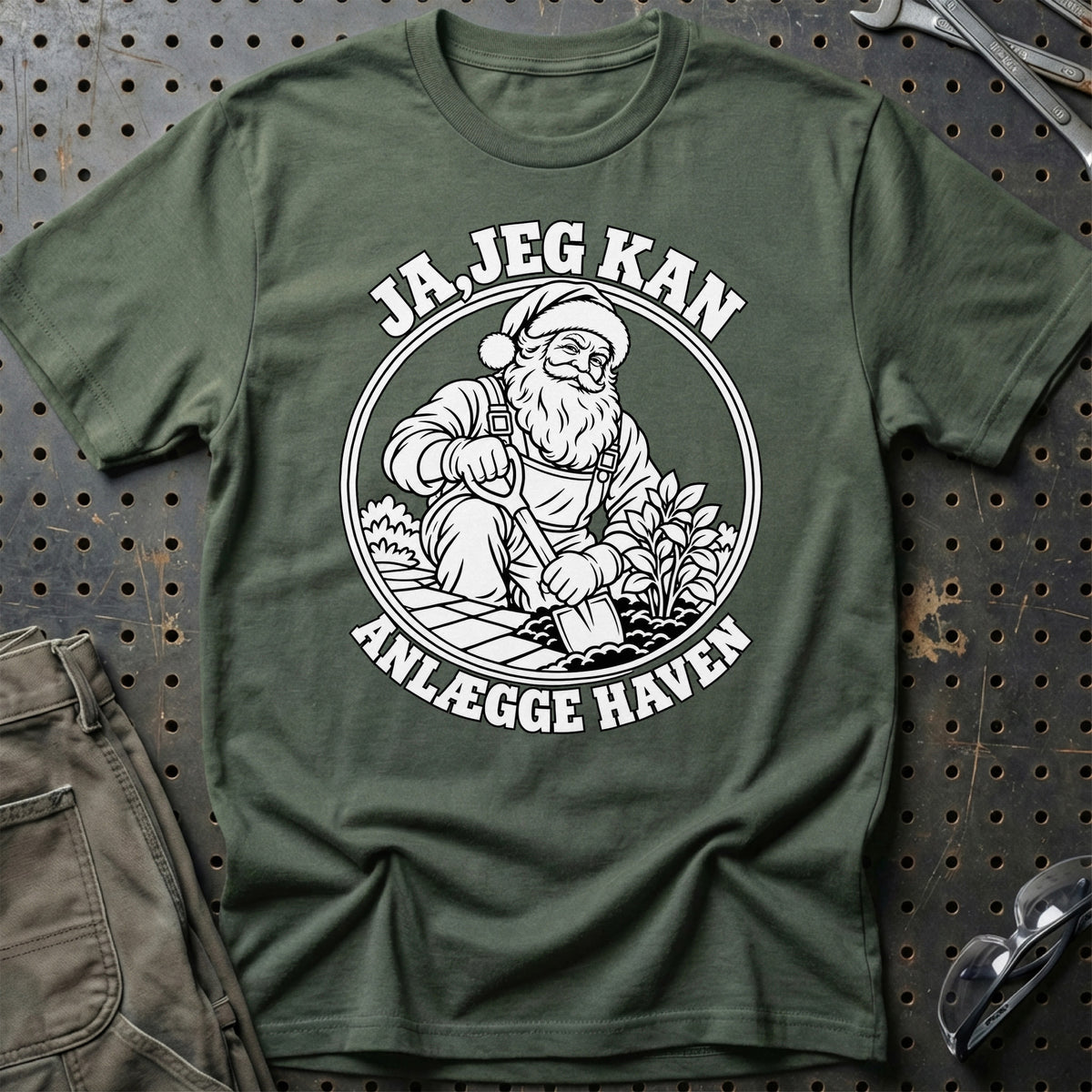 
Anlægsgartner – Santa Kan Det – Jul T-Shirt – Grøn Militær