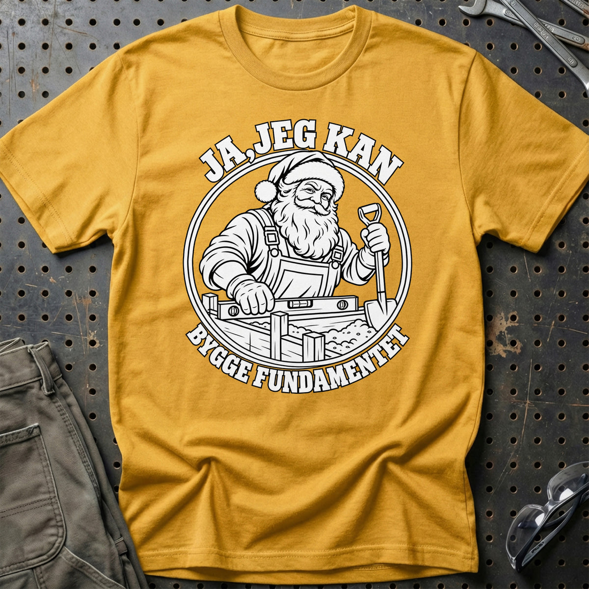 
Anlægsstruktør – Santa Kan Det – Jul T-Shirt – Guld