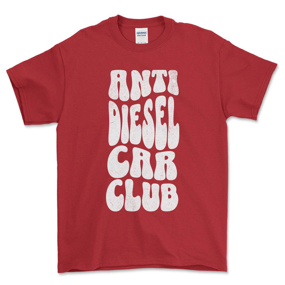 Anti Diesel Car Club - Unisex T-Shirt , Bomuld-Beklædning-Garage Culture-Rød-S-Forside-Garage Culture Shop- garage - man cave - merchandise