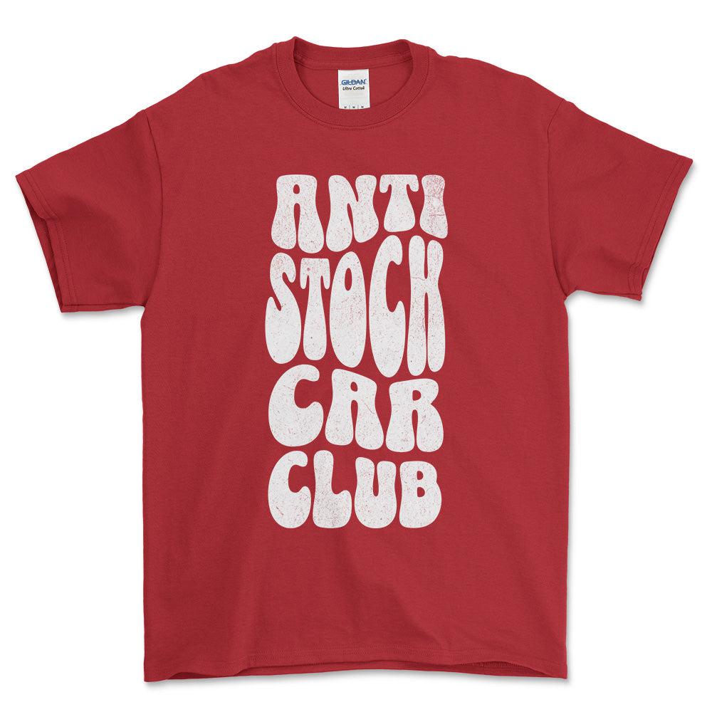 Anti Stock Car Club - Unisex T-Shirt , Bomuld-Beklædning-Garage Culture-Rød-S-Forside-Garage Culture Shop- garage - man cave - merchandise