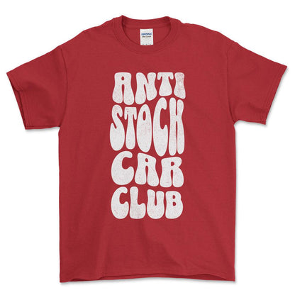 Anti Stock Car Club - Unisex T-Shirt , Bomuld-Beklædning-Garage Culture-Rød-S-Forside-Garage Culture Shop- garage - man cave - merchandise