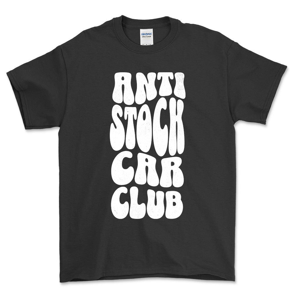 Anti Stock Car Club - Unisex T-Shirt , Bomuld-Beklædning-Garage Culture-Sort-S-Garage Culture Shop- garage - man cave - merchandise