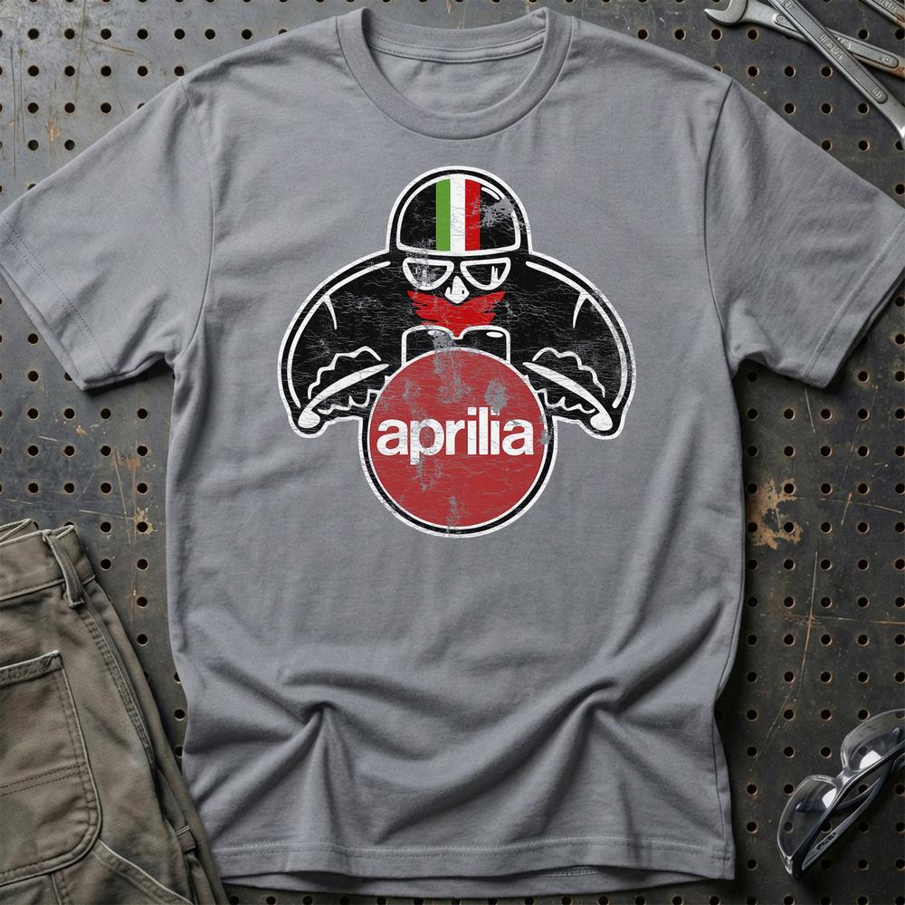 Aprilia Biker Vintage Style T-Shirt-Beklædning-Aprilia-Grå Sport-S-Garage Culture Shop- garage - man cave - merchandise