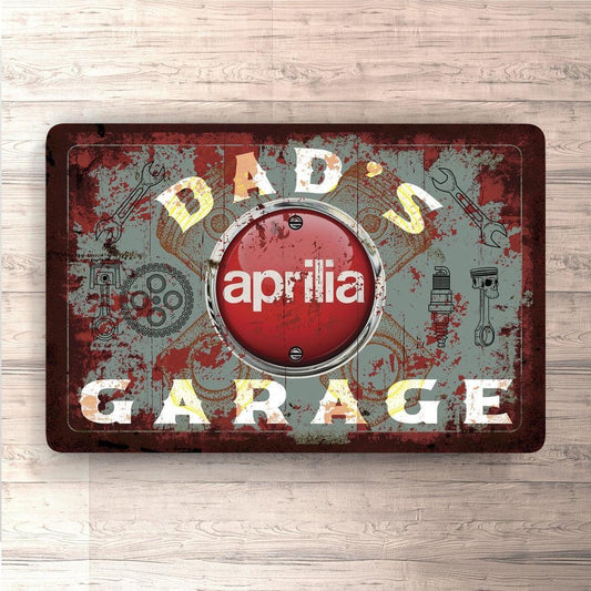 Aprilia Dads Garage Vintage Skilte, Musemåtte, Dørmåtte-Skilte-Aprilia-Garage Culture Shop- garage - man cave - merchandise