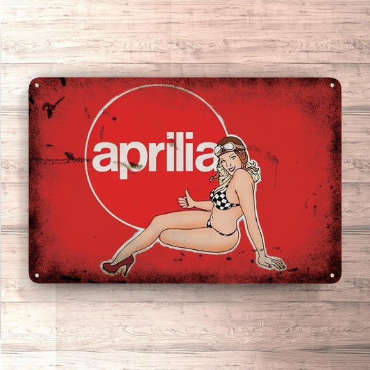 Aprilia Pin-Up Vintage Skilte, Musemåtte, Dørmåtte-Skilte-Aprilia-Garage Culture Shop- garage - man cave - merchandise