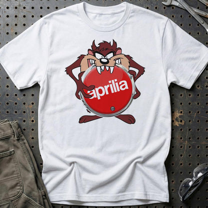 Aprilia TAZ Unisex T-Shirt , Bomuld-Beklædning-Aprilia-Hvid-S-Garage Culture Shop- garage - man cave - merchandise