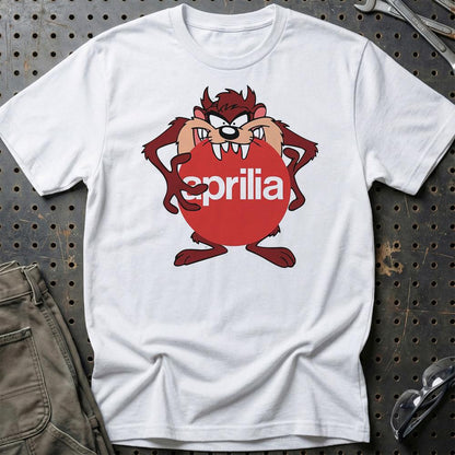 Aprilia TAZ Unisex T-Shirt , Bomuld-Beklædning-Aprilia-Hvid-S-Garage Culture Shop- garage - man cave - merchandise