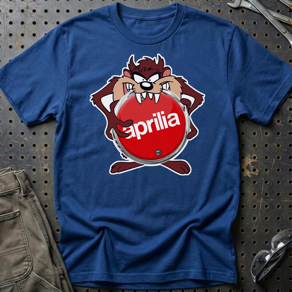 Aprilia TAZ Unisex T-Shirt , Bomuld-Beklædning-Aprilia-Blå Royal-S-Garage Culture Shop- garage - man cave - merchandise