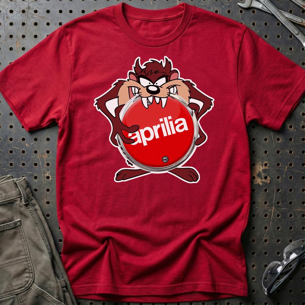 Aprilia TAZ Unisex T-Shirt , Bomuld-Beklædning-Aprilia-Rød-S-Garage Culture Shop- garage - man cave - merchandise