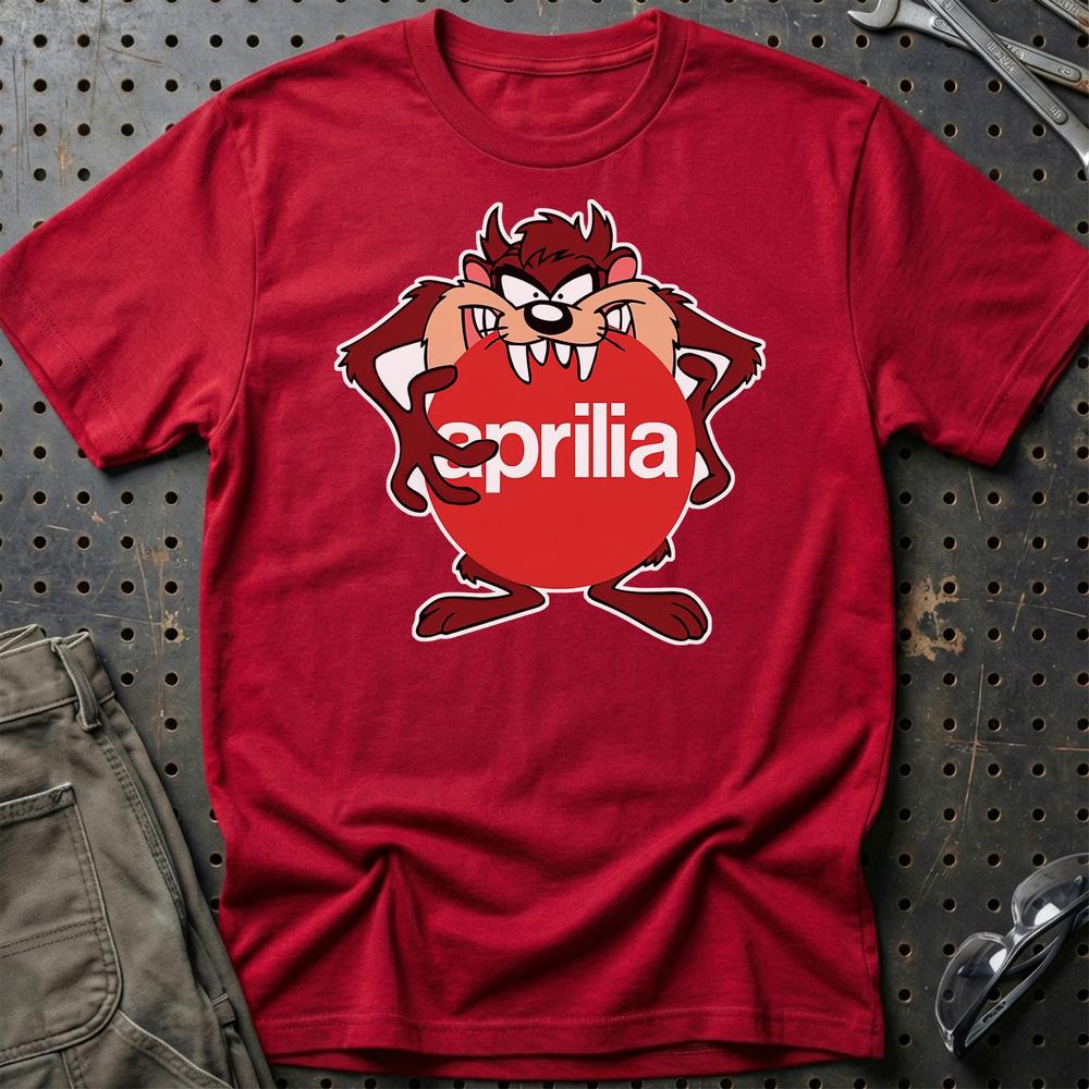 Aprilia TAZ Unisex T-Shirt , Bomuld-Beklædning-Aprilia-Rød-S-Garage Culture Shop- garage - man cave - merchandise