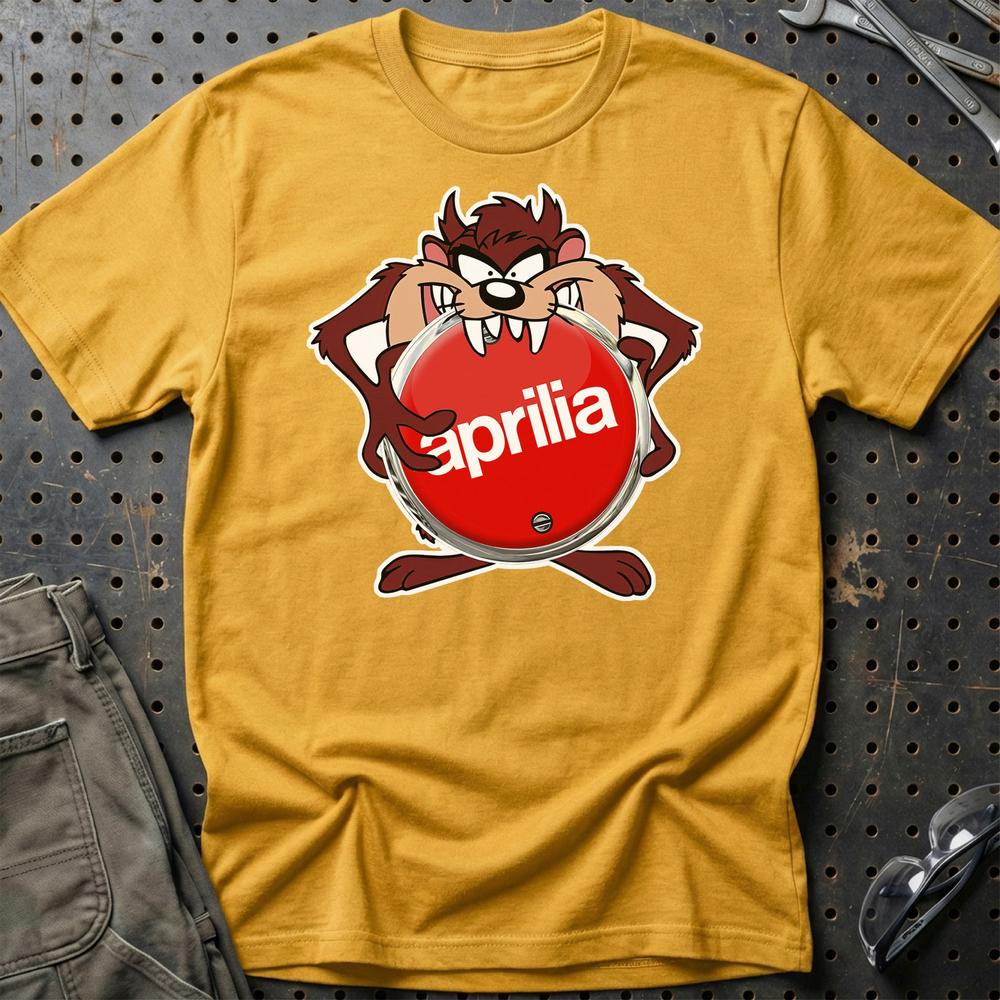 Aprilia TAZ Unisex T-Shirt , Bomuld-Beklædning-Aprilia-Guld-S-Garage Culture Shop- garage - man cave - merchandise