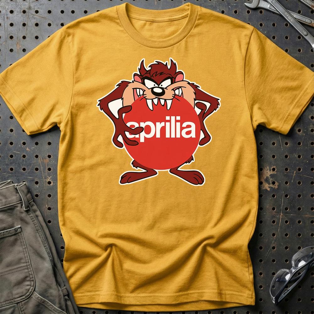 Aprilia TAZ Unisex T-Shirt , Bomuld-Beklædning-Aprilia-Guld-S-Garage Culture Shop- garage - man cave - merchandise