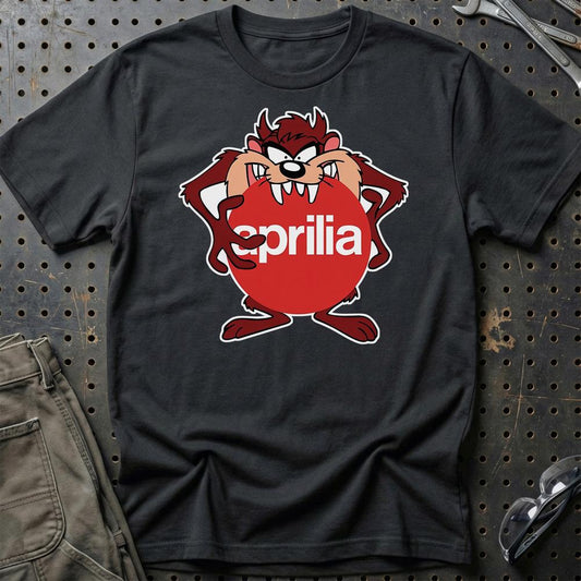 Aprilia TAZ Unisex T-Shirt , Bomuld-Beklædning-Aprilia-Sort-S-Garage Culture Shop- garage - man cave - merchandise