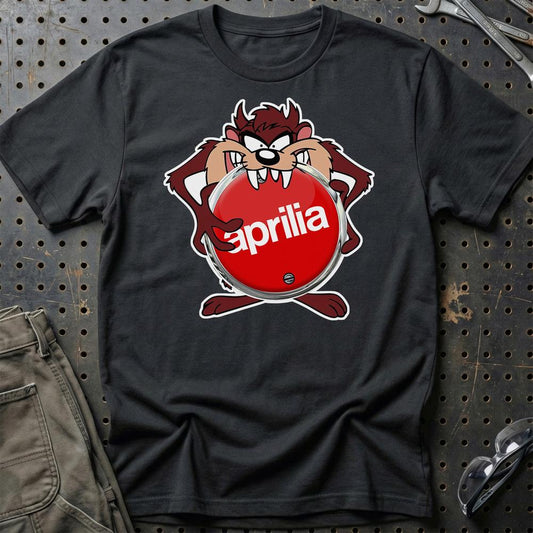 Aprilia TAZ Unisex T-Shirt , Bomuld-Beklædning-Aprilia-Sort-S-Garage Culture Shop- garage - man cave - merchandise
