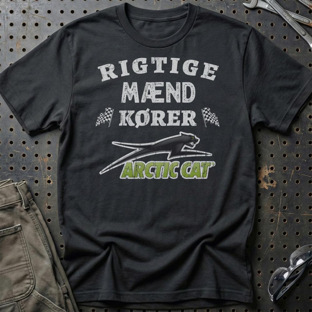 Arctic Cat Rigtige Mænd Kører - Unisex T-Shirt , Bomuld-Beklædning-Arctic Cat-Sort-S-Garage Culture Shop- garage - man cave - merchandise