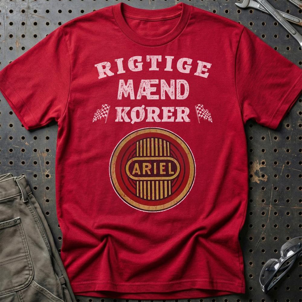 Ariel Rigtige Mænd Kører T-Shirt-Beklædning-Ariel-Rød-S-Garage Culture Shop- garage - man cave - merchandise