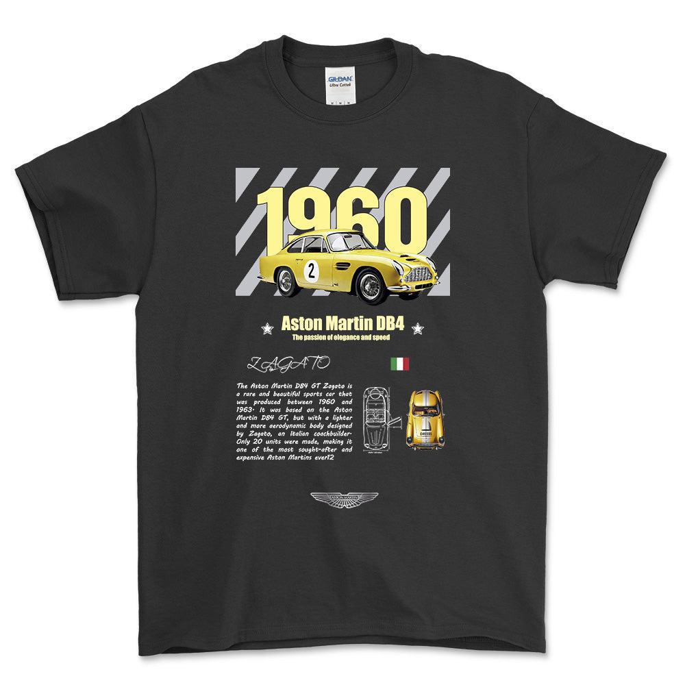 Aston Martin DB4 - Unisex T-Shirt , Bomuld-Beklædning-Aston Martin-Sort-S-Forside-Garage Culture Shop- garage - man cave - merchandise